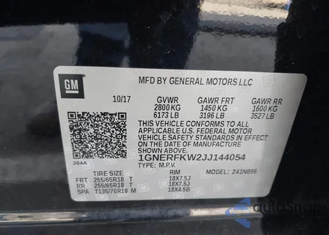 2018 Chevrolet Traverse Ls z USA, uszkodzony, nr VIN 1GNERFKW2JJ144054